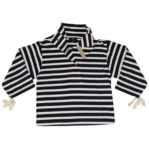 J. Crew Black & White Striped 3/4 Sleeve Popover